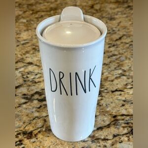 Rae Dunn tall Drink mug with lid
